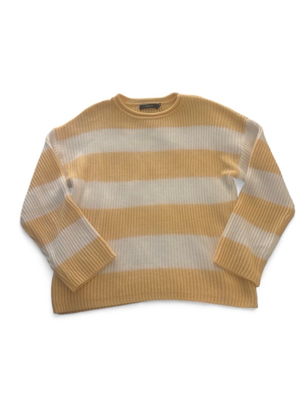 Zesica Peachy Yellow/Orange and White Striped Sweater